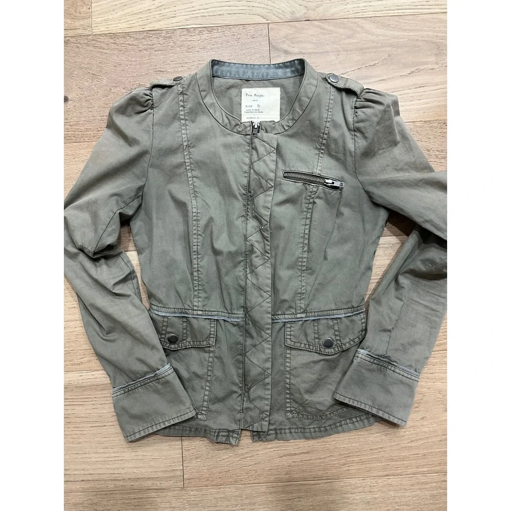 Free People 1970 Regimental Military Jacket‎ - Olive Green Utility - Size 6